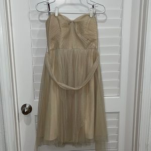 Jenny Yoo prom dress in tulle; strap less with bones, high waist, gathered skirt